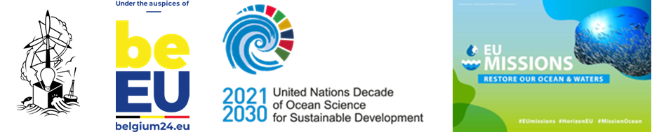 Logo's Ocean Decade meets Mission Ocean, Belgian Presidency of the European Council, UN Decade for Ocean Science and EU Mission Ocean