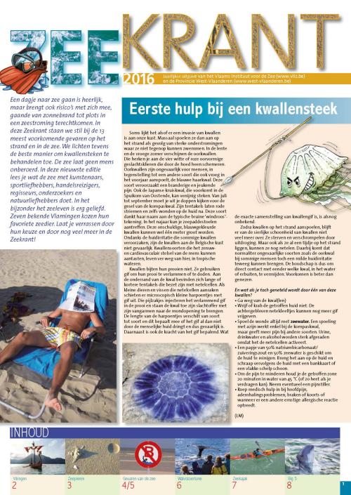 Zeekrant 2016: jaarlijkse uitgave van het Vlaams Instituut voor de Zee en de Provincie West-Vlaanderen