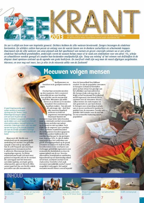 Zeekrant 2013: jaarlijkse uitgave van het Vlaams Instituut voor de Zee en de Provincie West-Vlaanderen