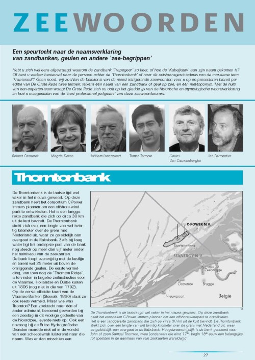 Zeewoorden: een speurtocht naar de naamsverklaring van zandbanken, geulen en andere 'zee-begrippen'. Thorntonbank; Dolfijn