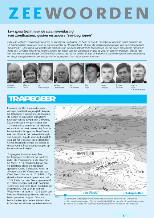 Zeewoorden: een speurtocht naar de naamsverklaring van zandbanken, geulen en andere 'zee-begrippen'. Trapegeer; Zandbank