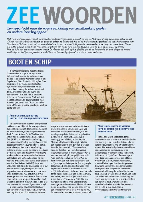 Zeewoorden: een speurtocht naar de naamsverklaring van zandbanken, geulen en andere 'zee-begrippen'. Boot en schip; Wenduinebank