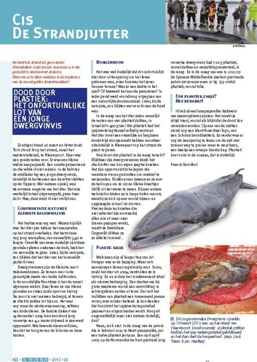 Cis de strandjutter: Dood door plastiek: het onfortuinlijke lot van een jonge dwergvinvis