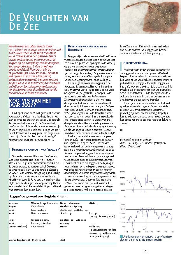 De vruchten van de zee: Rog, vis van het jaar 2007?