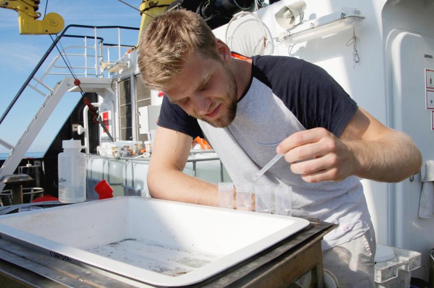 Emil De Borger aan het werk in het veld